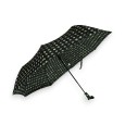 Halbautomatischer faltbarer Regenschirm schwarz gepunktet mit beigefarbenen Linien
