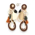 Boucles d'oreilles clip chic dorées et marron