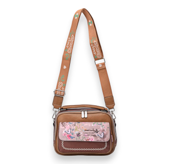 Square shoulder bag Sweet & Candy butterfly in shades of camel