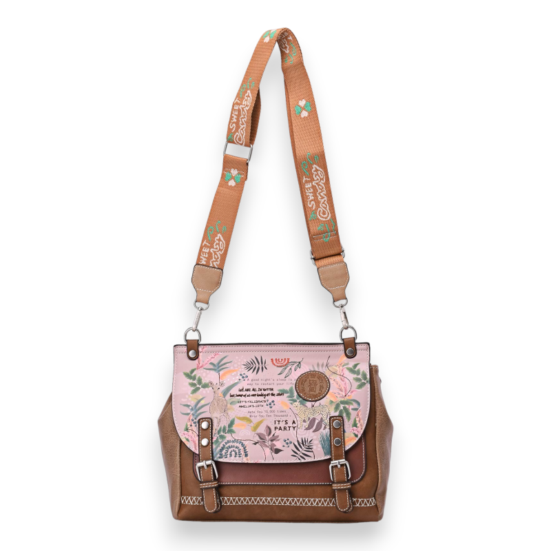 Square shoulder bag briefcase Sweet & Candy in pink and brown