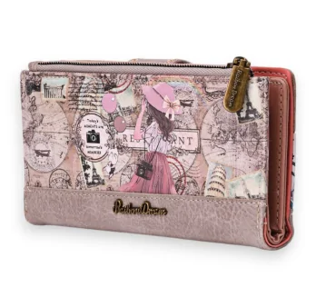 Portefeuille rose fantaisie Sweet & Candy motif voyage Tour Eiffel et silhouette féminine Portefeuille rose fantaisie Sweet & Candy motif voyage Tour Eiffel et silhouette féminine