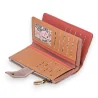 Portefeuille rose vieux rose ouvert avec porte-cartes, photo et fermeture éclair