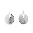 Silver Oval Mirror Effect Lace Metal Earrings