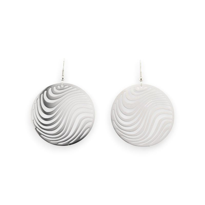 Silver round lace wave earring