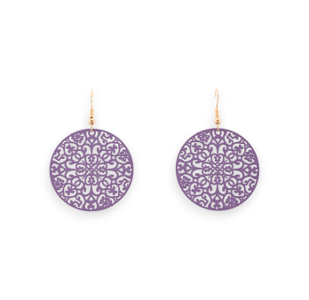 Round Parme Matte Lace Effect Earrings