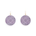 Round Earrings in Matte Lavender with Lace Effect