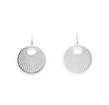 Silver round earring with metal lace design