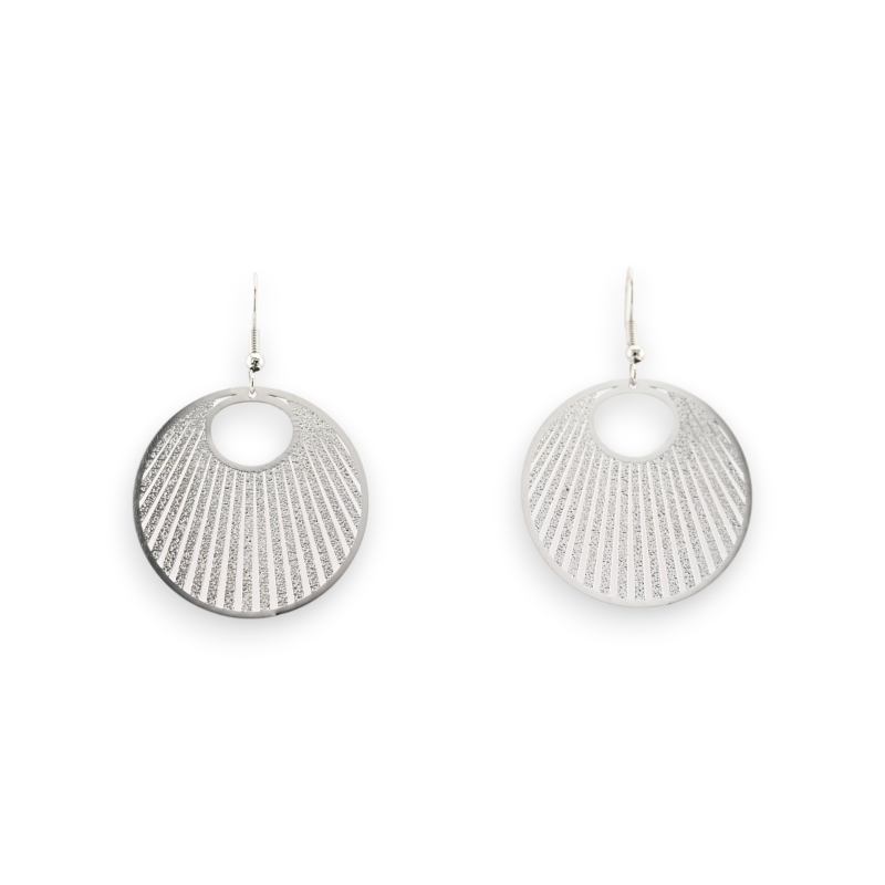 Round silver metal lace earring