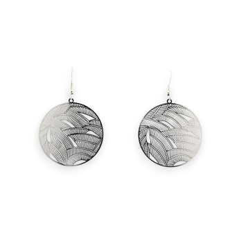 Round Silver Lightweight Lace Metal Earring
