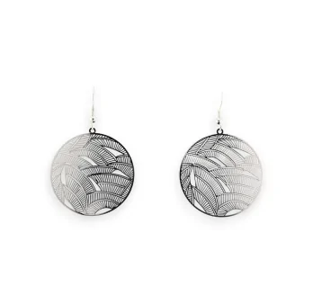 Silver Round Earrings with Delicate Metal Lace