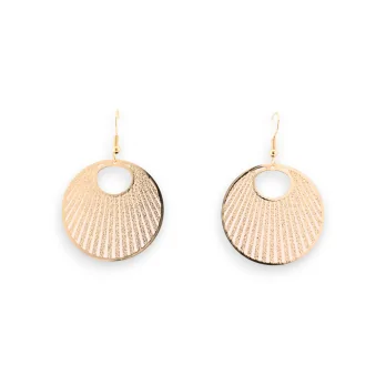 Golden Round Earring with Metal Lace