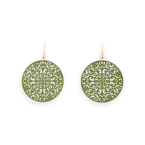 Runde Ohrringe in mattem Grün mit Spitzen-Effekt