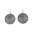 Black matte lace metal round wave earring