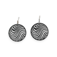 Matte black wave round earring lace metal