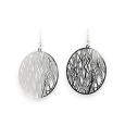 oval silver earring lace metal