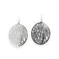 Silver oval earrings with metal lace design