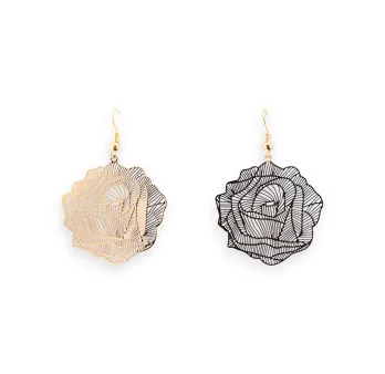 Golden Rose Lace Metal Mirror Earrings