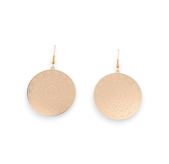 Golden round metal lace earring