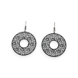 Black metal lace round earring