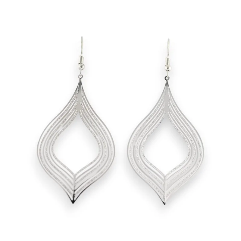 Silver shiny water drop earring