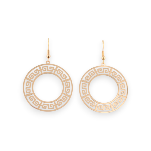 Kreisförmige Ohrringe mit griechischem Muster in Gold