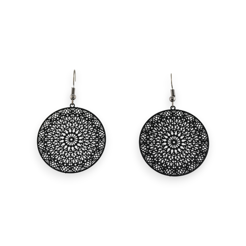 Black lace solar earrings