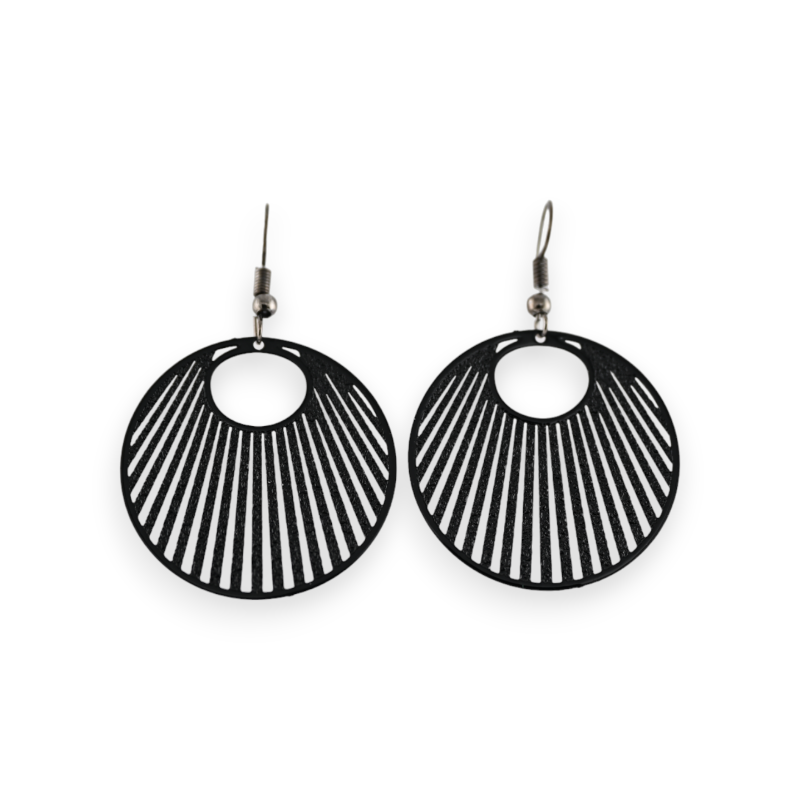 Radiant design black metal earrings