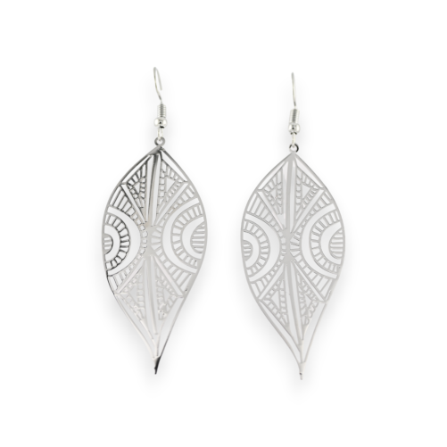 Silver-plated Steel Leaf Earrings
