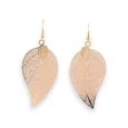 Gold-tone metal leaf-shaped earrings