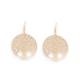 Gold metal earrings with tree of life design