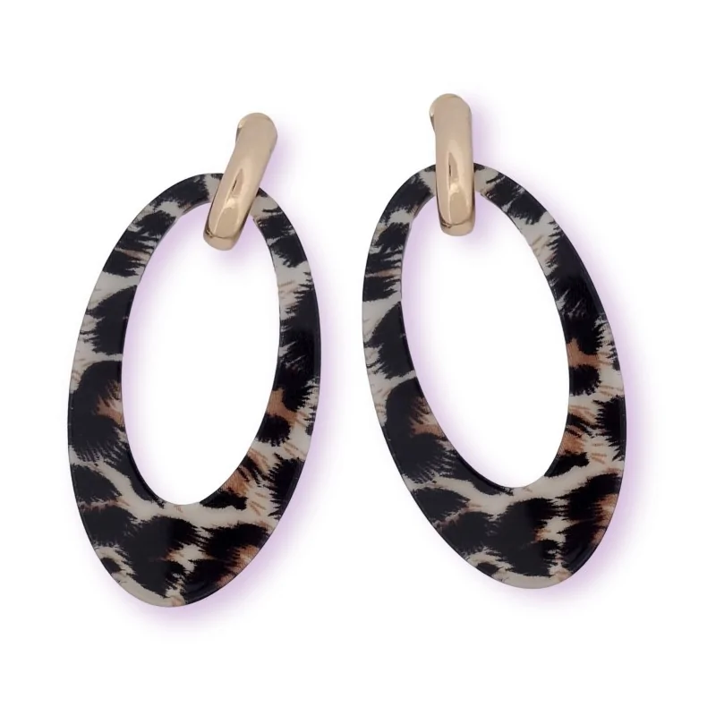 Grandes Aretes de Leopardo y Oro