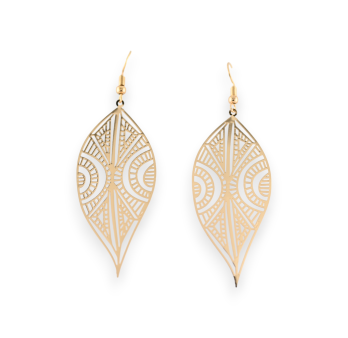 Gold-plated metal earrings with ethnic motif