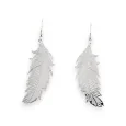 Silver metal earrings with feather design