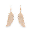 Gold-plated metal earrings with feather motif