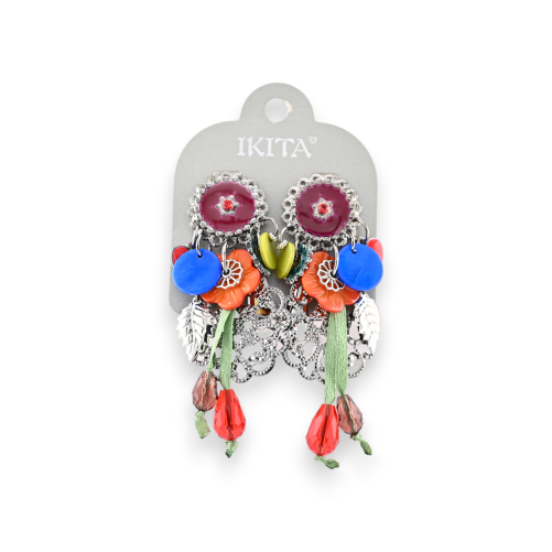 Multicolored metal clip earrings 9cm Ikita