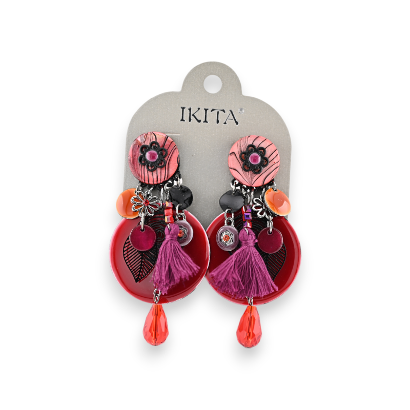 Multicolored metal clip-on earrings from Ikita