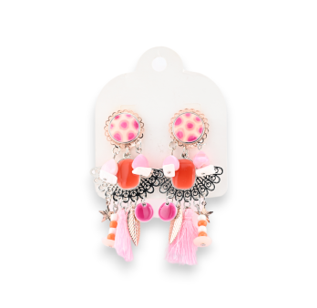 Pink metal clip-on earrings from Ikita