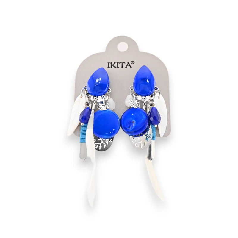 Royal blue metal earrings by Ikita