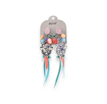 Multicolored metal clip-on earrings by Ikita