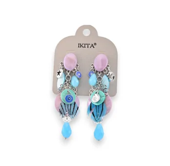 Multicolored metal clip-on earrings by Ikita