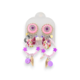 Boucles d'oreilles clip en métal rose et violet de chez Ikita