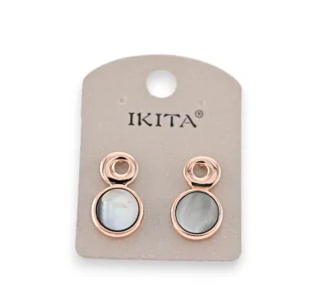 Gold metal earrings with mother-of-pearl by Ikita