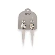 Silver-tone metal earrings with white chain by Ikita