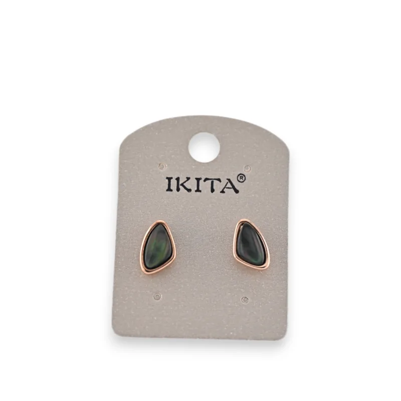 Gold metal and mother-of-pearl earrings by Ikita