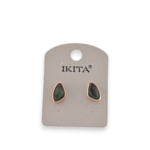 Goldfarbene Metall-Ohrringe mit Perlmutt von der Marke Ikita
