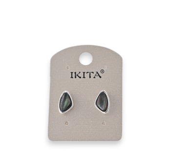 Boucles d'oreilles métal argenté nacre marque Ikita