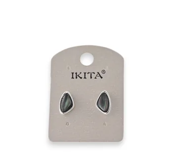 Silver metal and mother-of-pearl earrings by Ikita