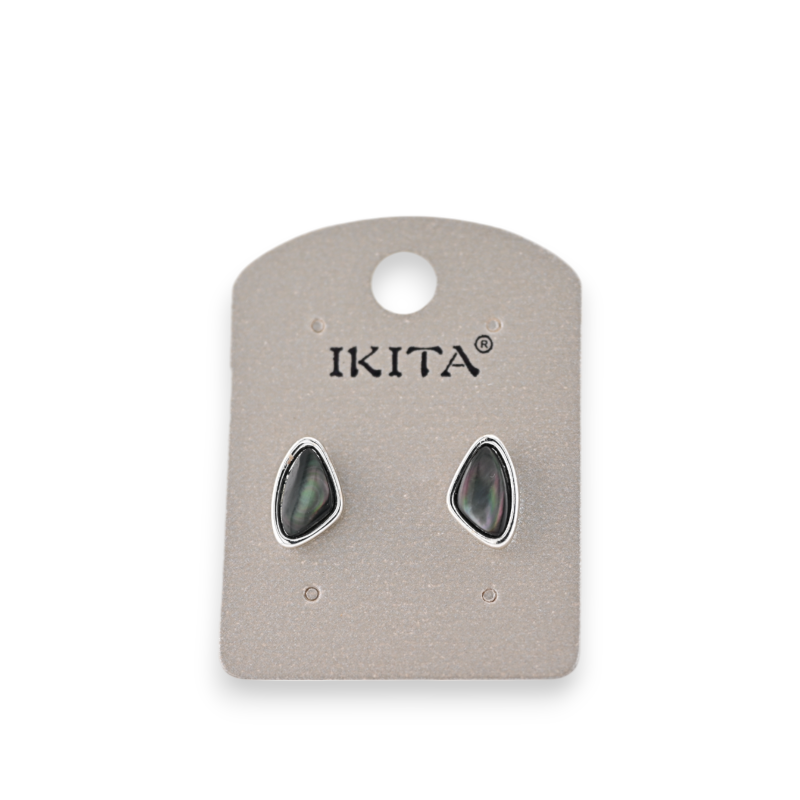 Silberfarbene Metall-Ohrringe mit Perlmutt von der Marke Ikita