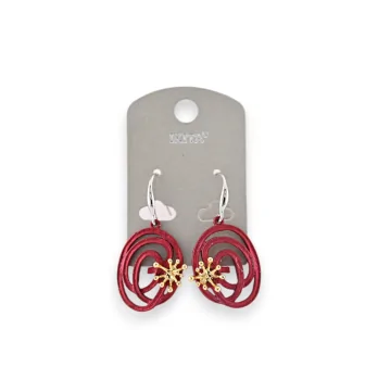 Metal earrings in burgundy, designer brand Ikita