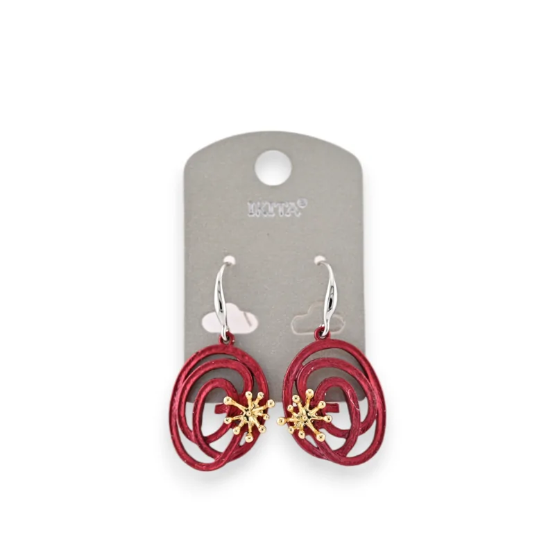 Metal earrings in burgundy, designer brand Ikita